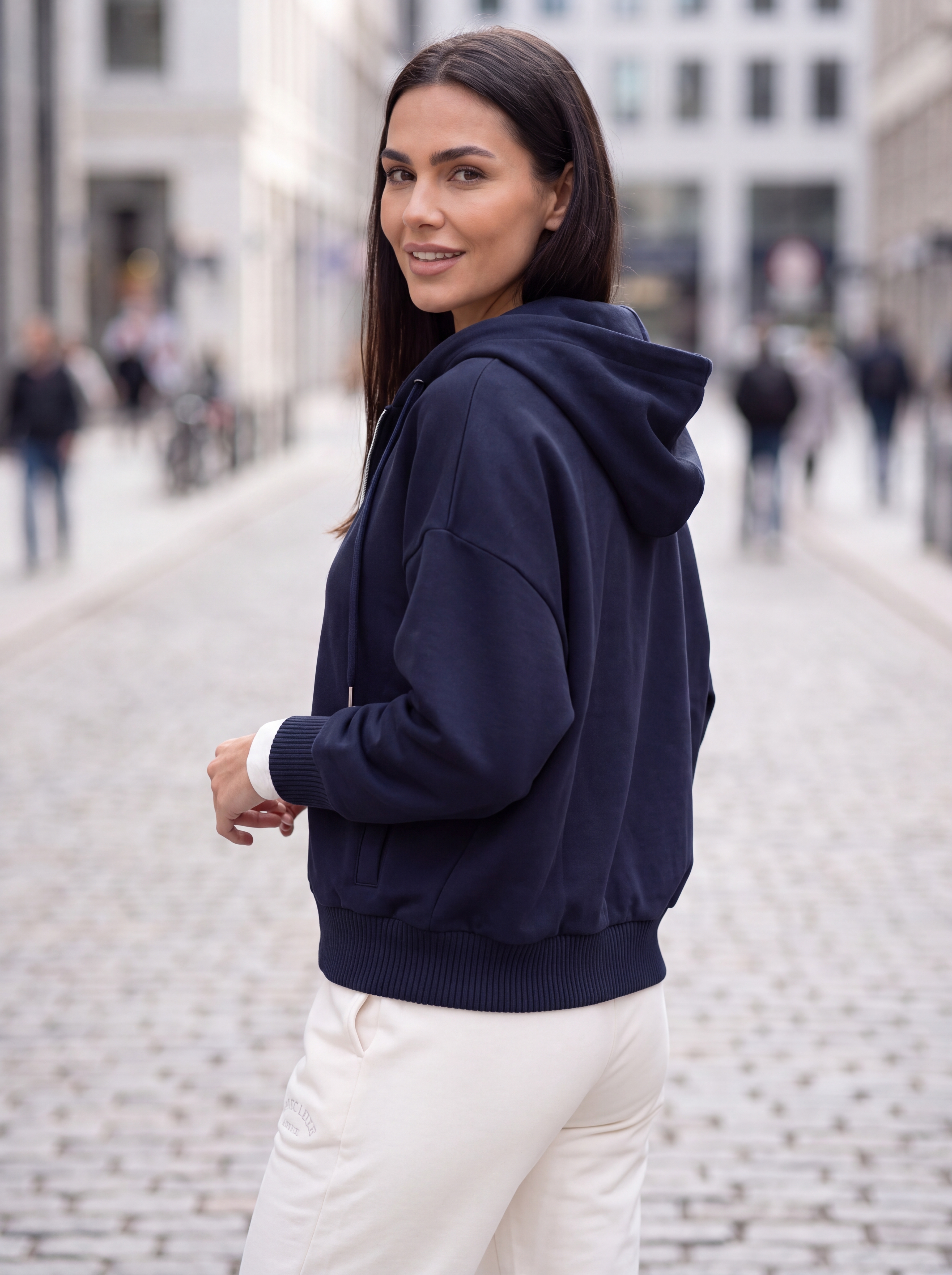 Dámska mikina s kapucňou BROADWAY NYC FASHION NAVY BLUE 1 s.WEAR 4